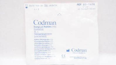 Codman 80-1408 Surgical Patties 1 inch x 3inch - Pack of 10